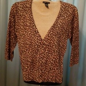 V-neck animal print sweater